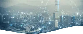 concetto di rete di comunicazione smart city iot internet cose ict rete di comunicazione delle informazioni